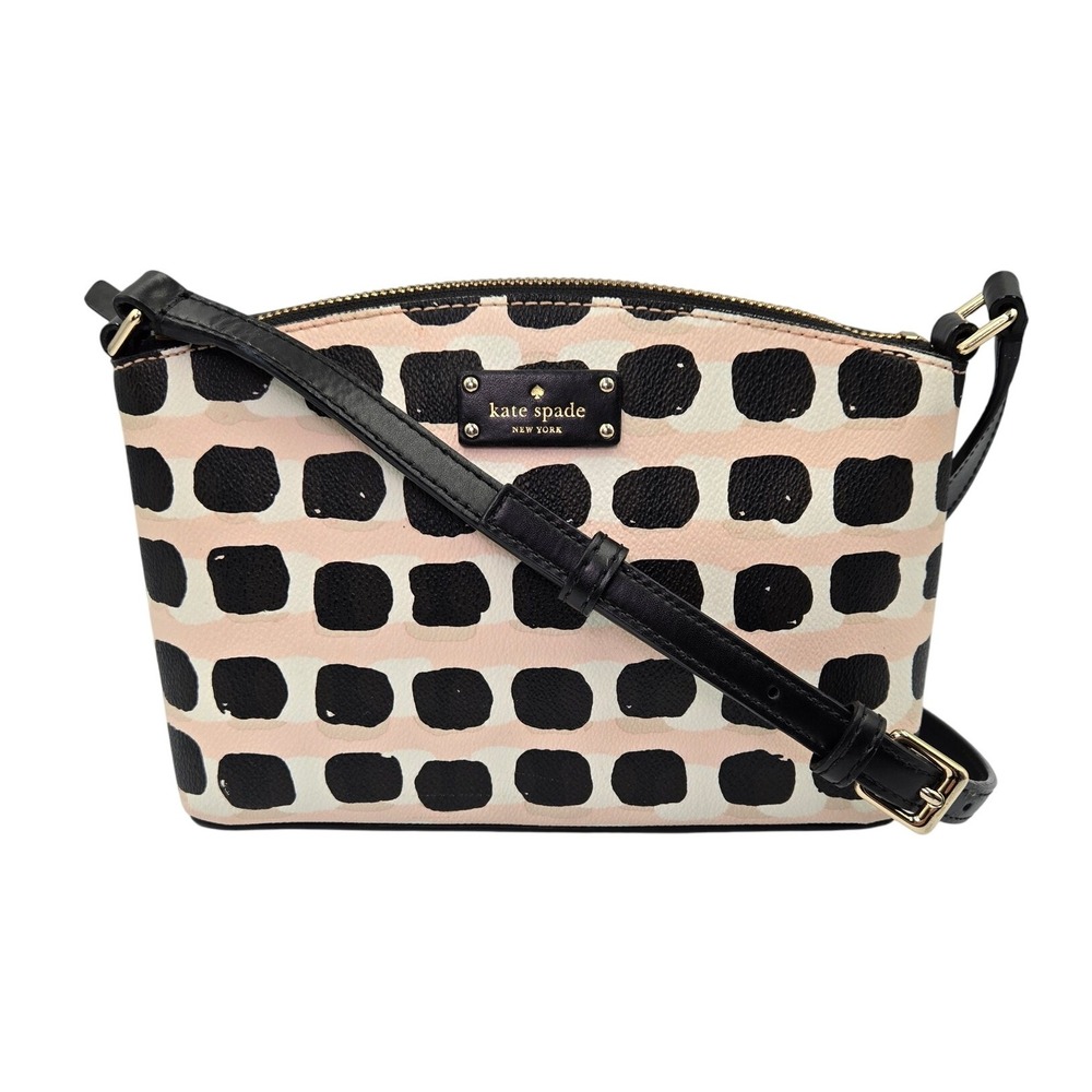 Kate Spade New York Polka Dot Crossbody Bag Black Pink White Leather